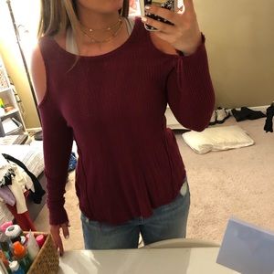 Maroon cold shoulder sweater